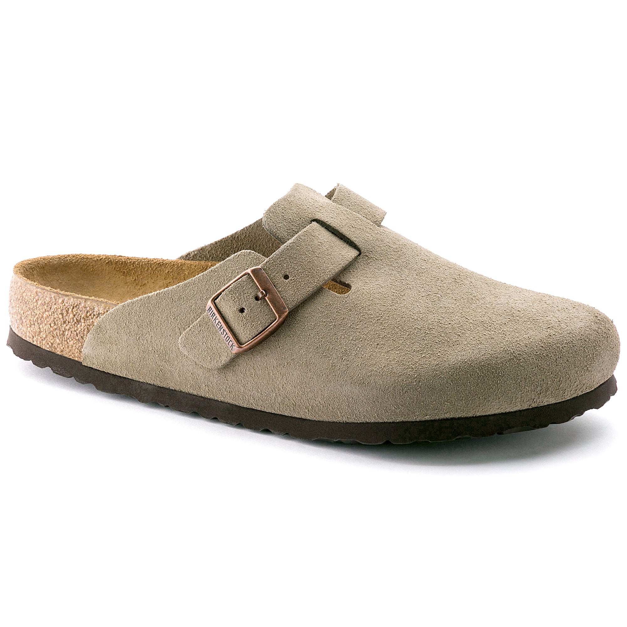 Boston Soft Footbed Suede Clog - Taupe | DNA Footwear®