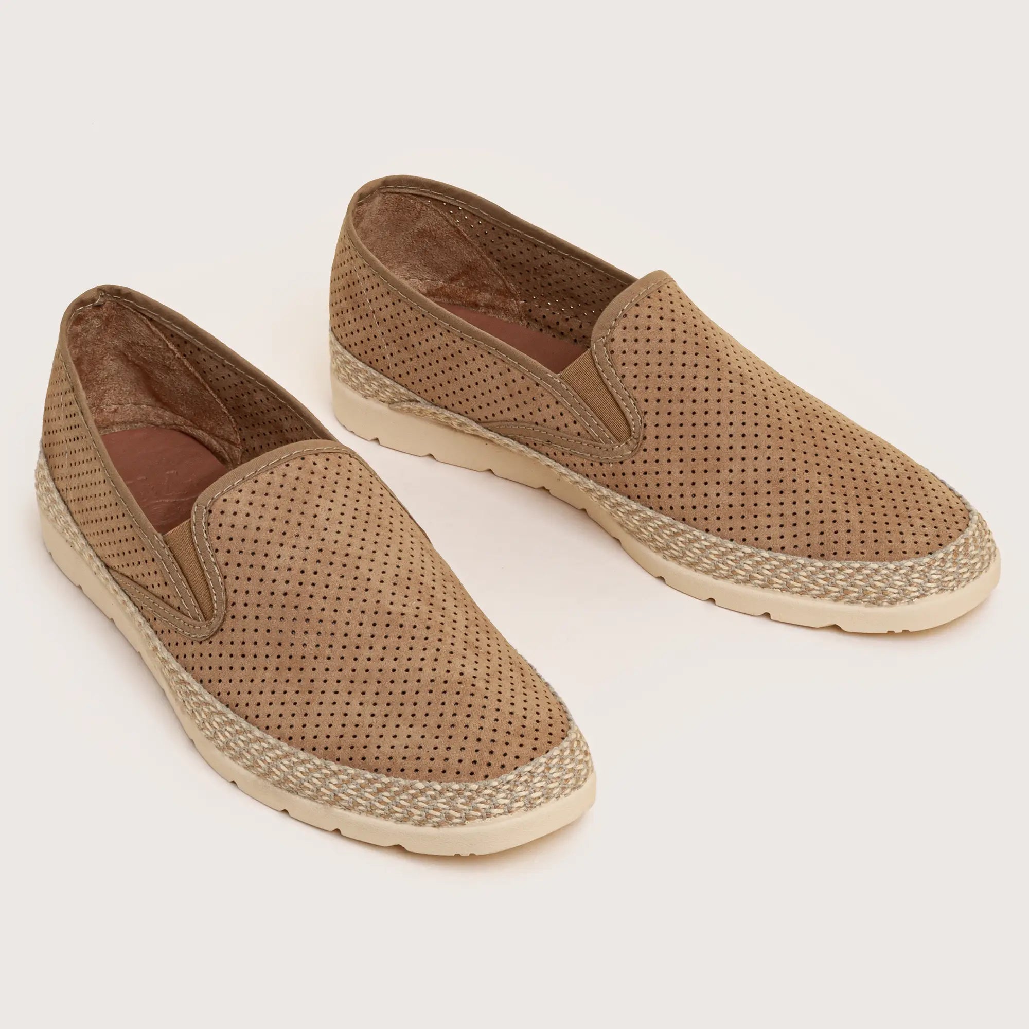 Butler Perforated Suede Slip On - Taupe