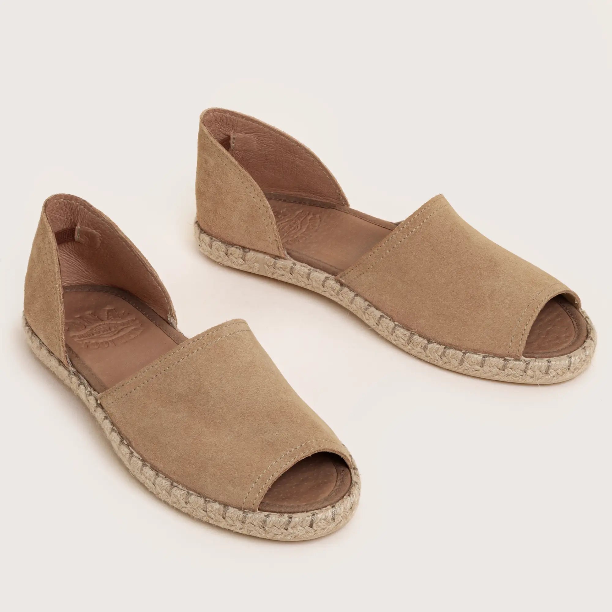 Coney Suede Open Toe Flat - Taupe