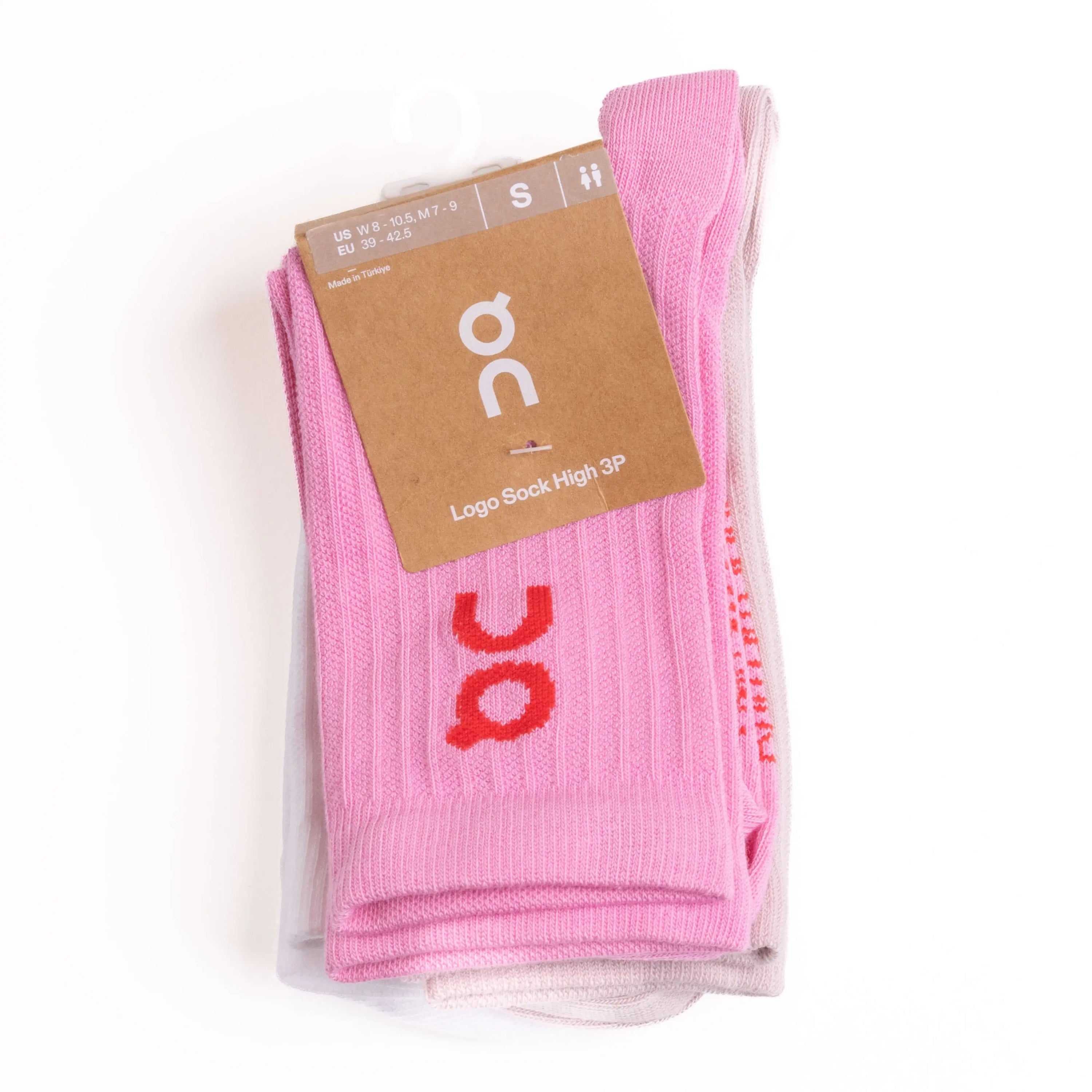 Unisex Logo Sock Hi 3pk - Mauve