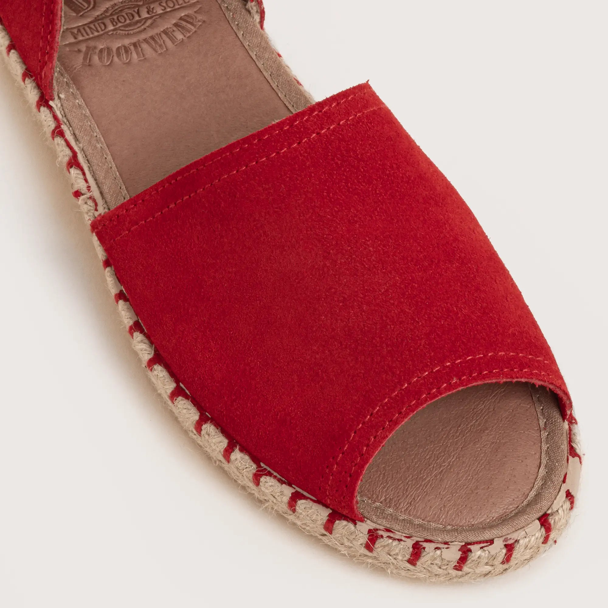 Coney Suede Open Toe Flat - Red