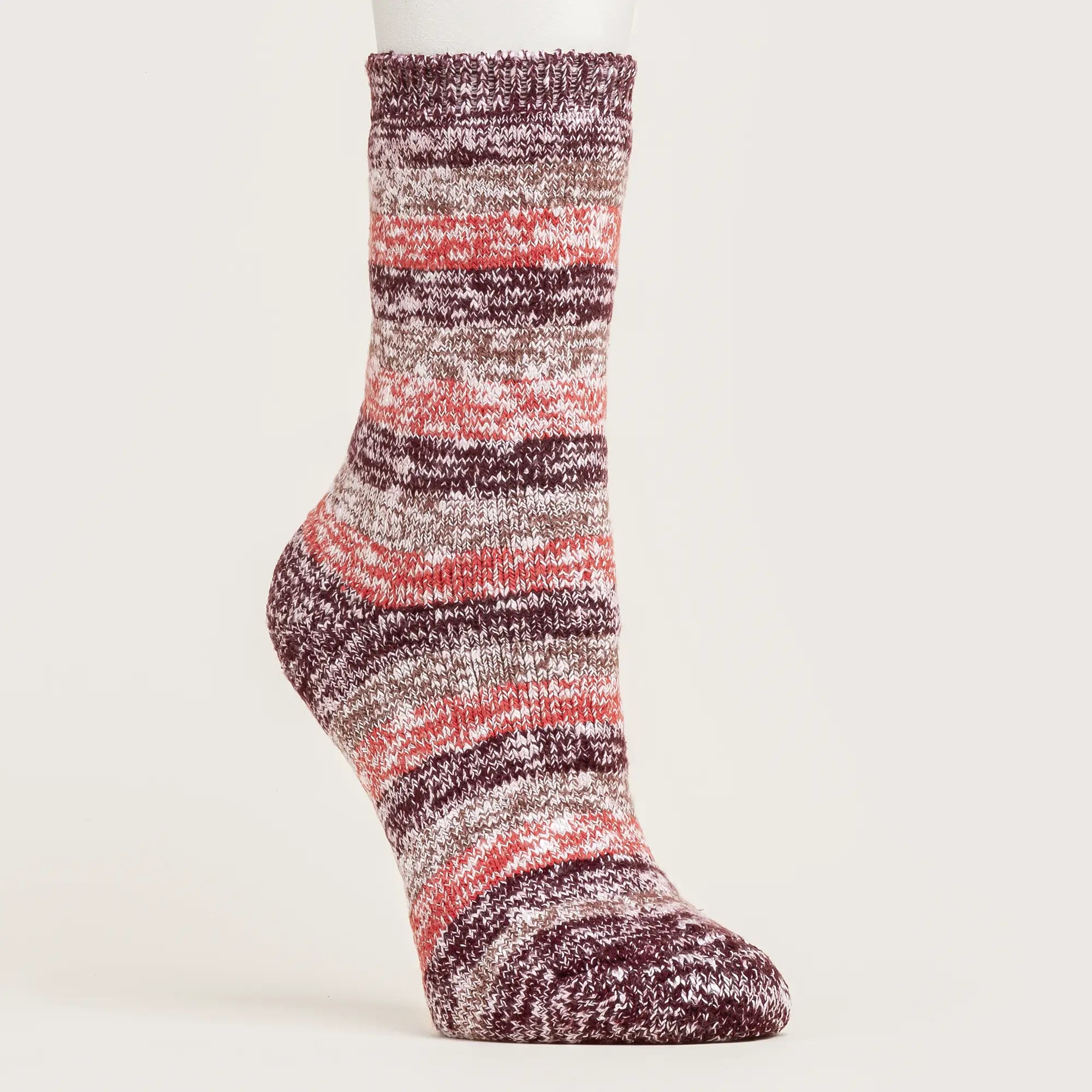 Women's  Wellness Stripe Sock - Burgundy