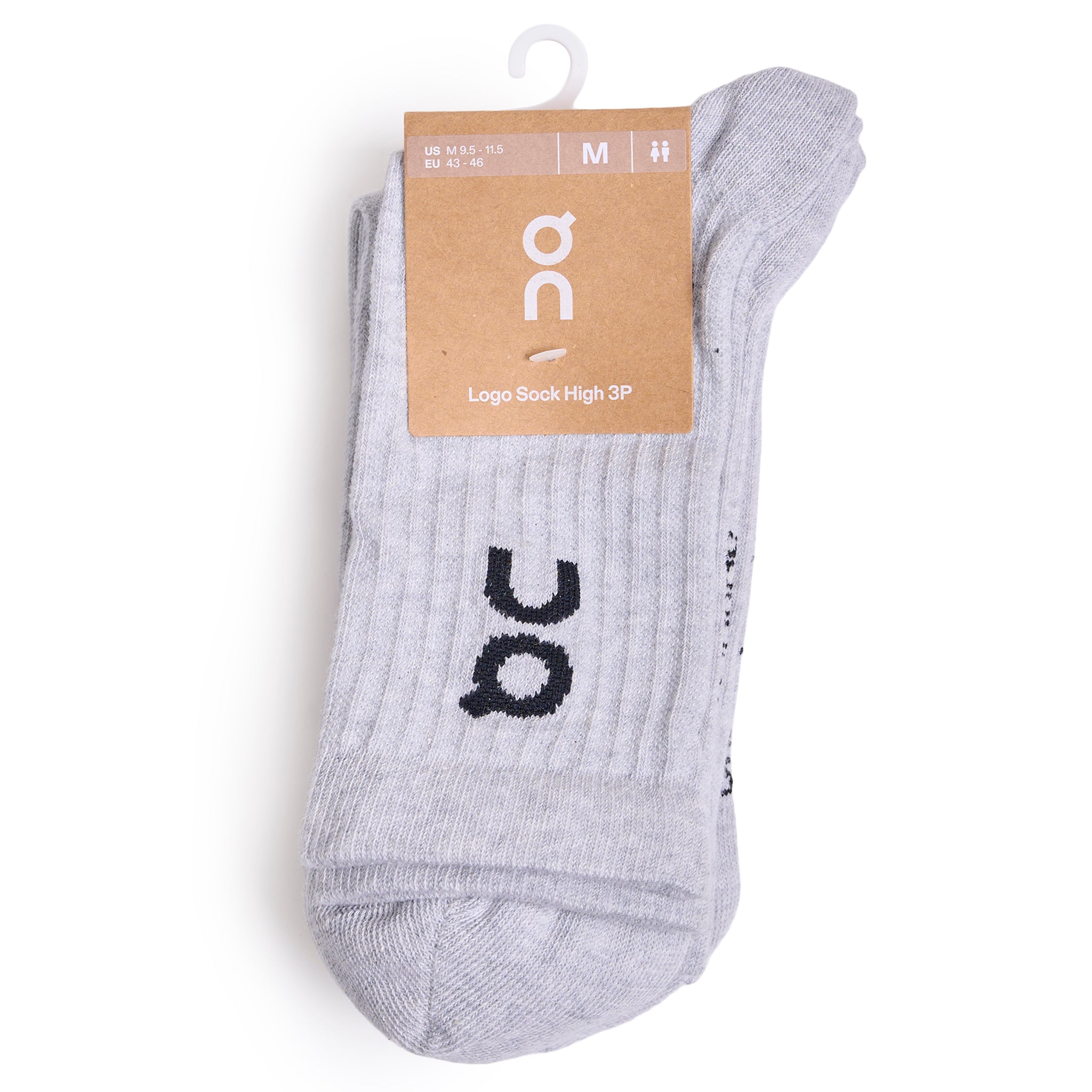 Unisex Logo Sock Hi 3pk - Grey