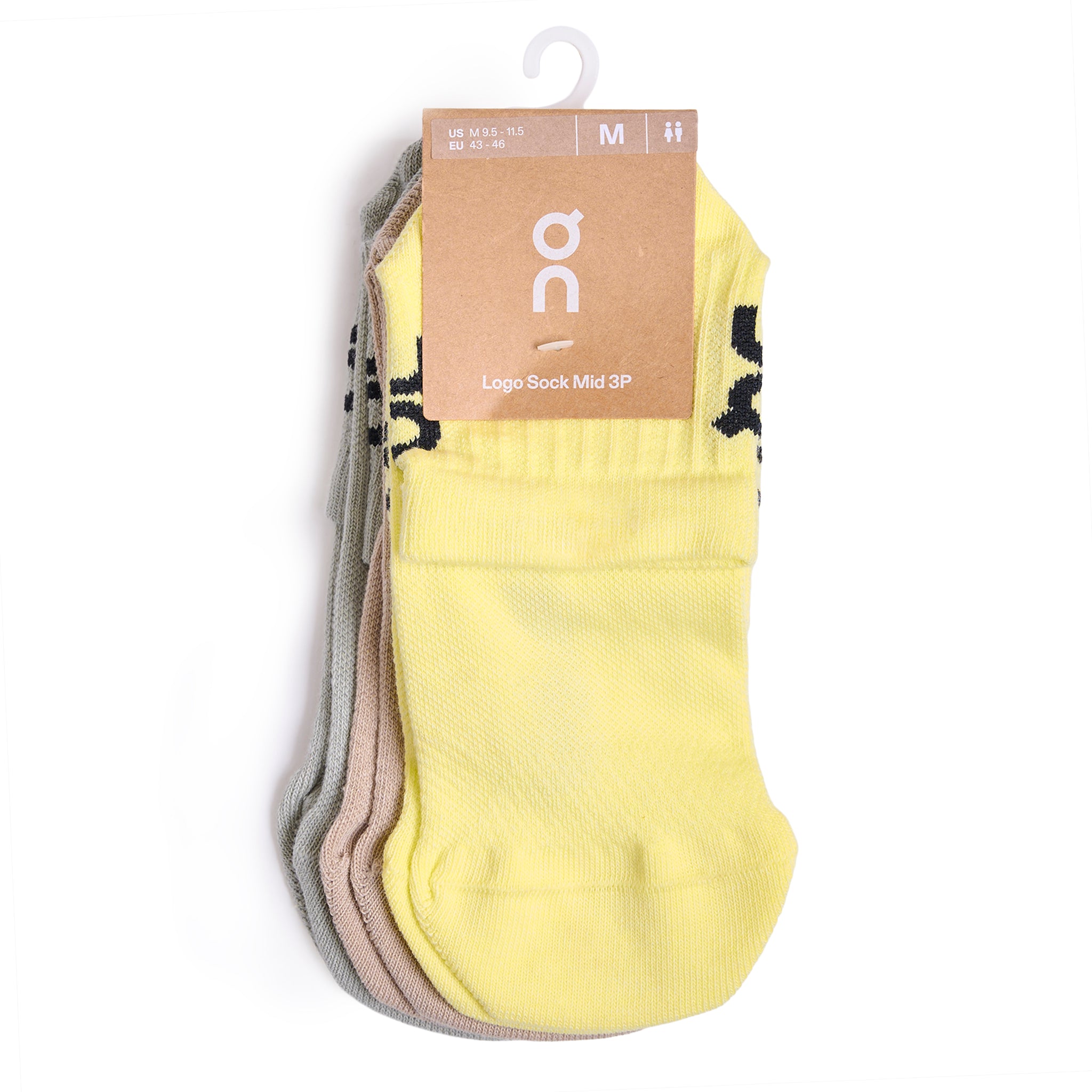 Unisex Logo Sockmid 3pk - Lemon/Tan
