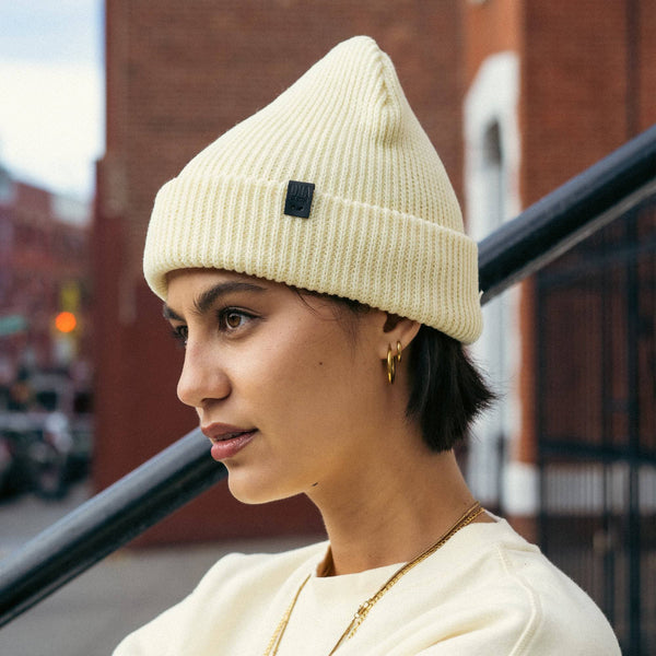 Wythe Ribbed Knit Beanie - Ivory - DNA Footwear