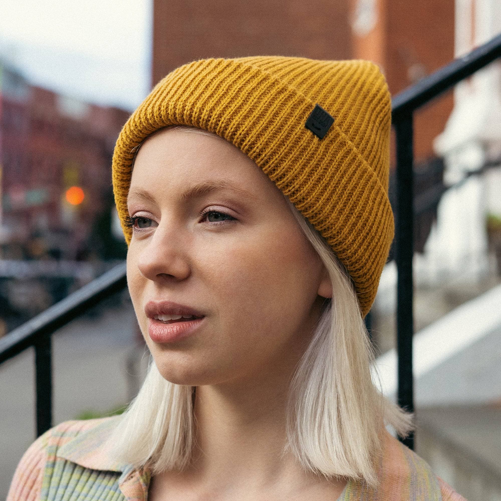 Wythe Ribbed Knit Beanie - Mustard - DNA Footwear