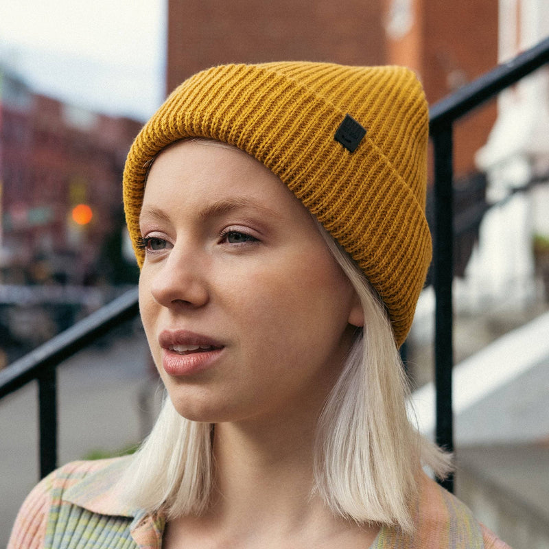 Wythe Ribbed Knit Beanie - Mustard - DNA Footwear
