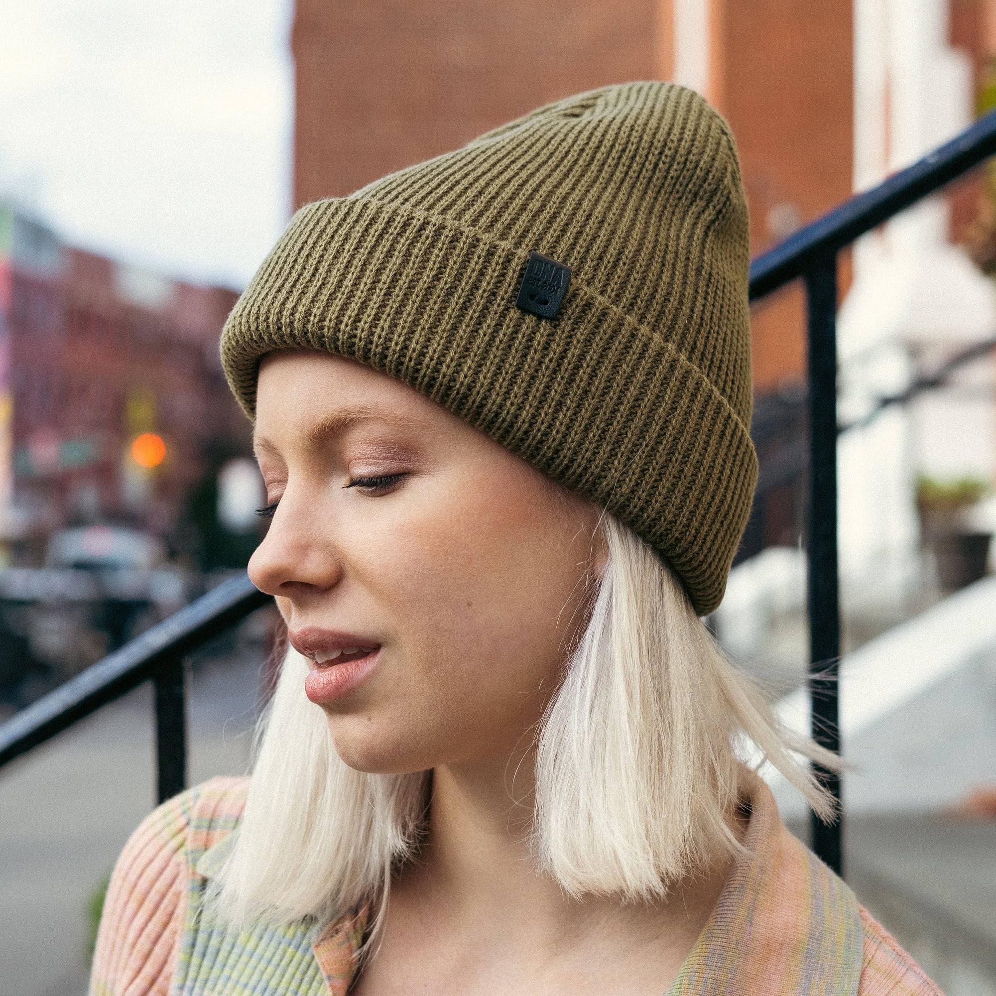 Wythe Ribbed Knit Beanie - Military - DNA Footwear