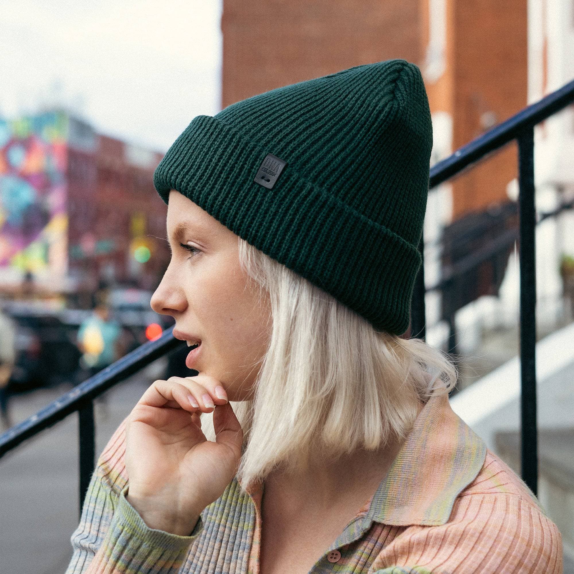 Wythe Ribbed Knit Beanie - Forest - DNA Footwear