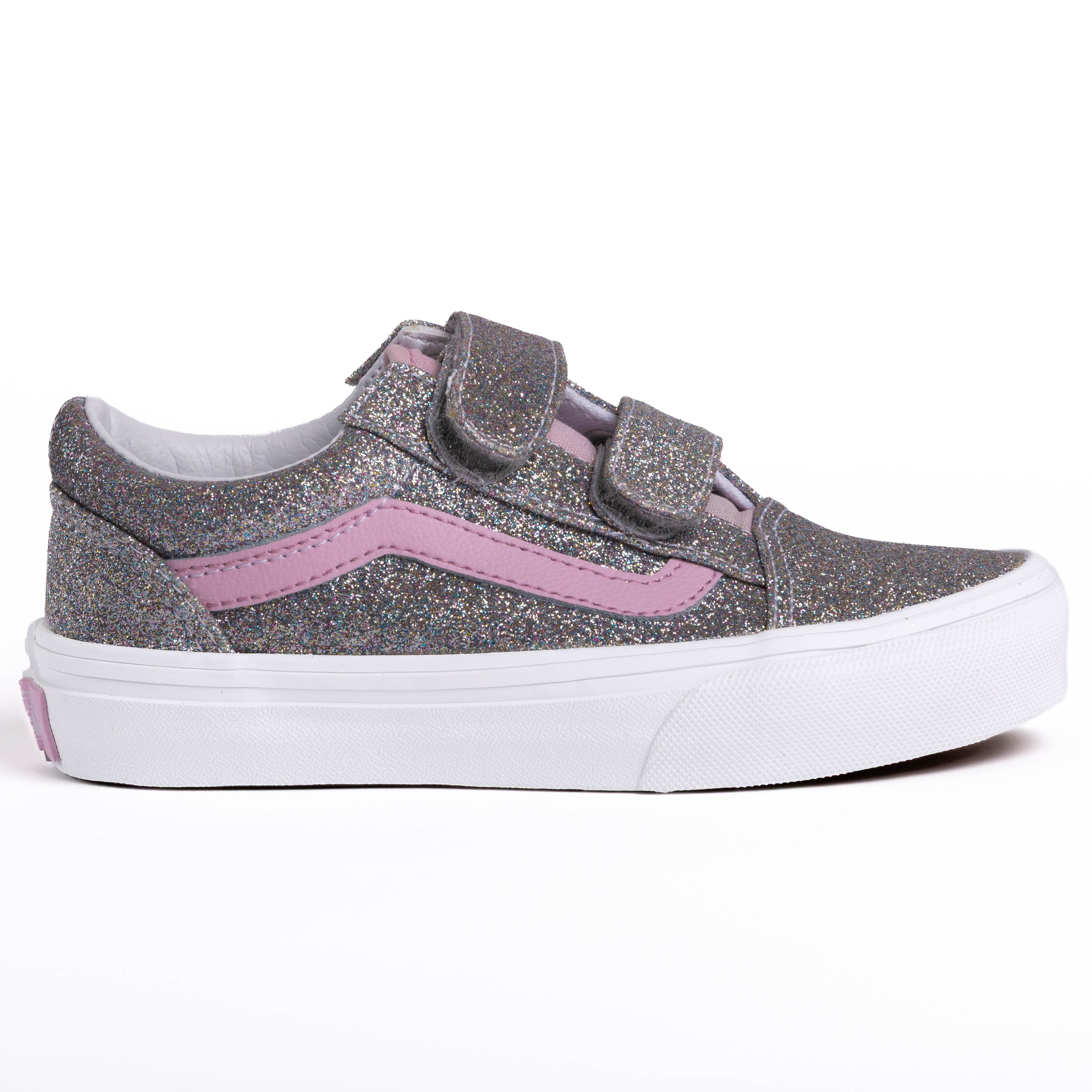 Kids Old Skool Glitter- Silver/Pewter