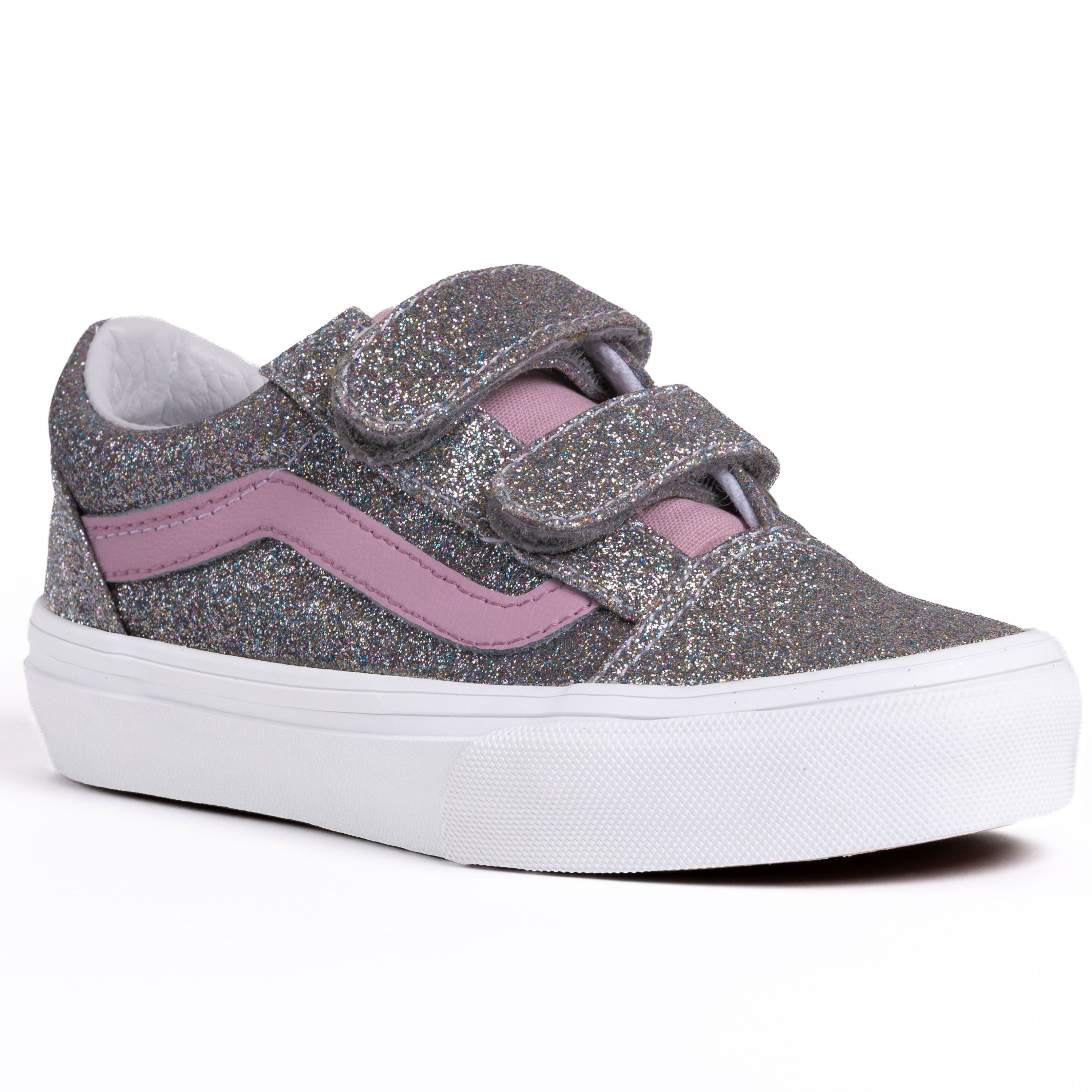 Kids Old Skool Glitter- Silver/Pewter