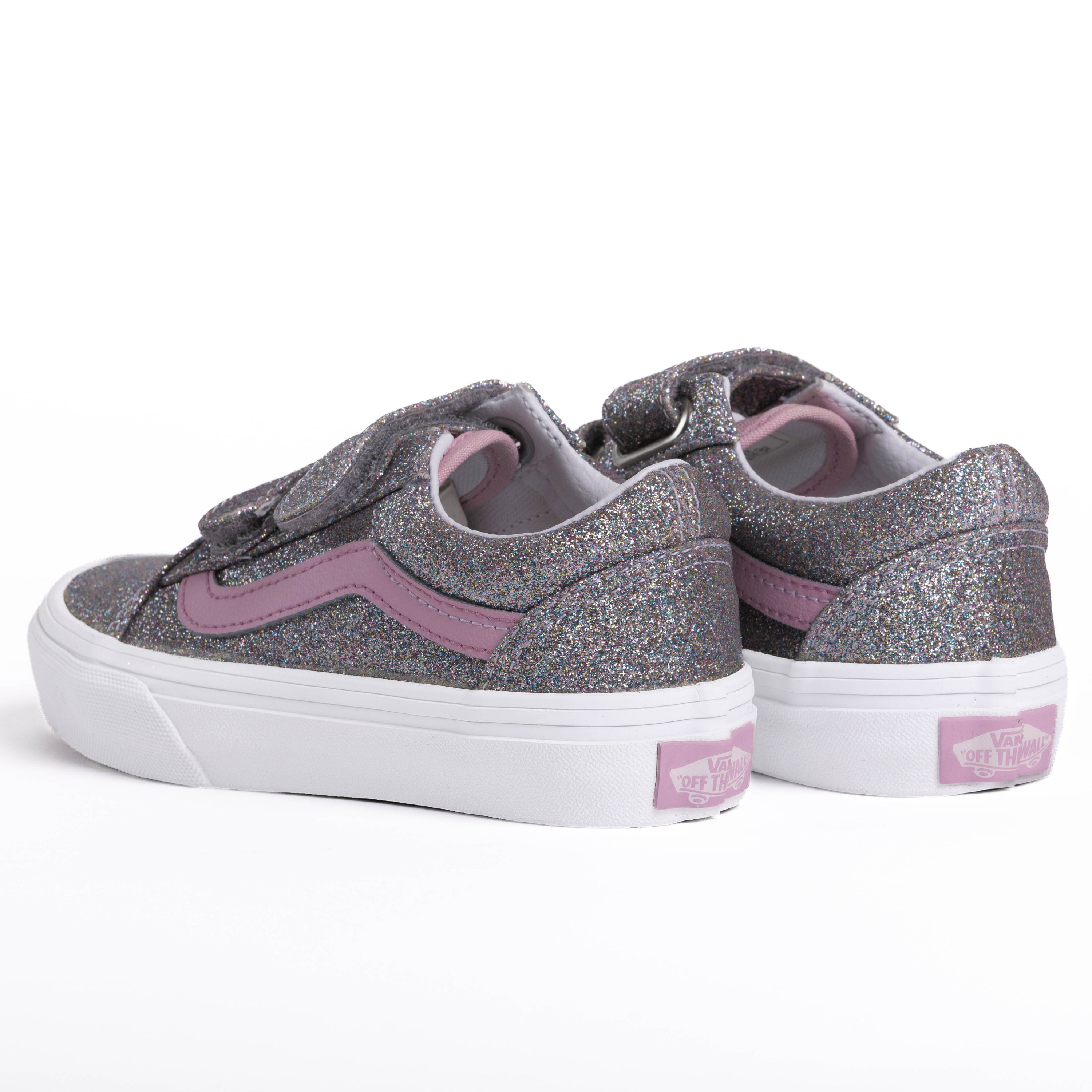 Kids Old Skool Glitter- Silver/Pewter