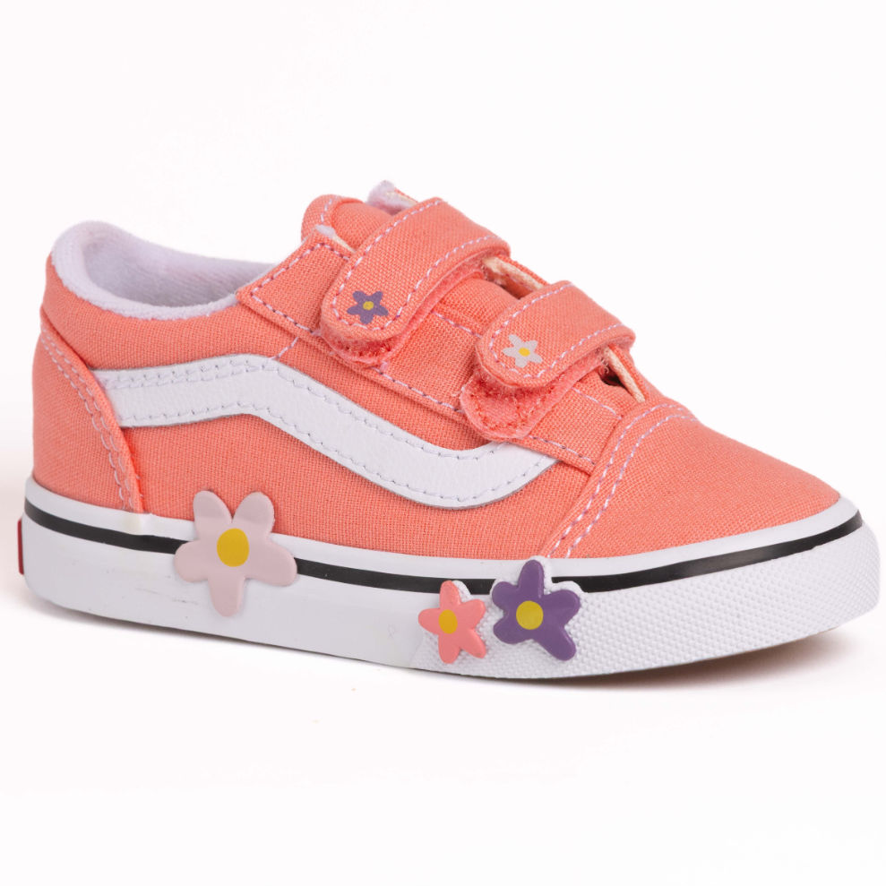 Toddler Old Skool Velcro Flower - Sunset Pink