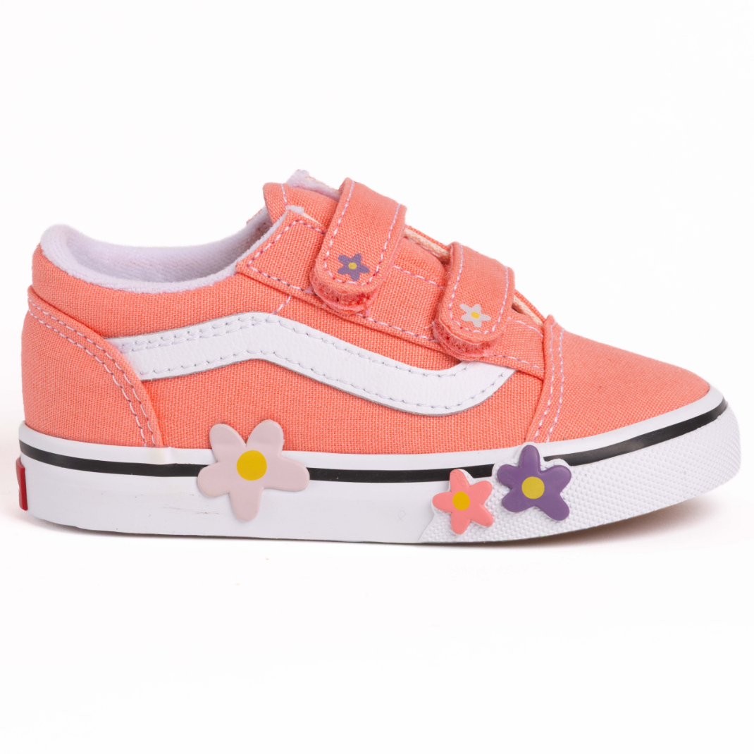 Toddler Old Skool Velcro Flower - Sunset Pink