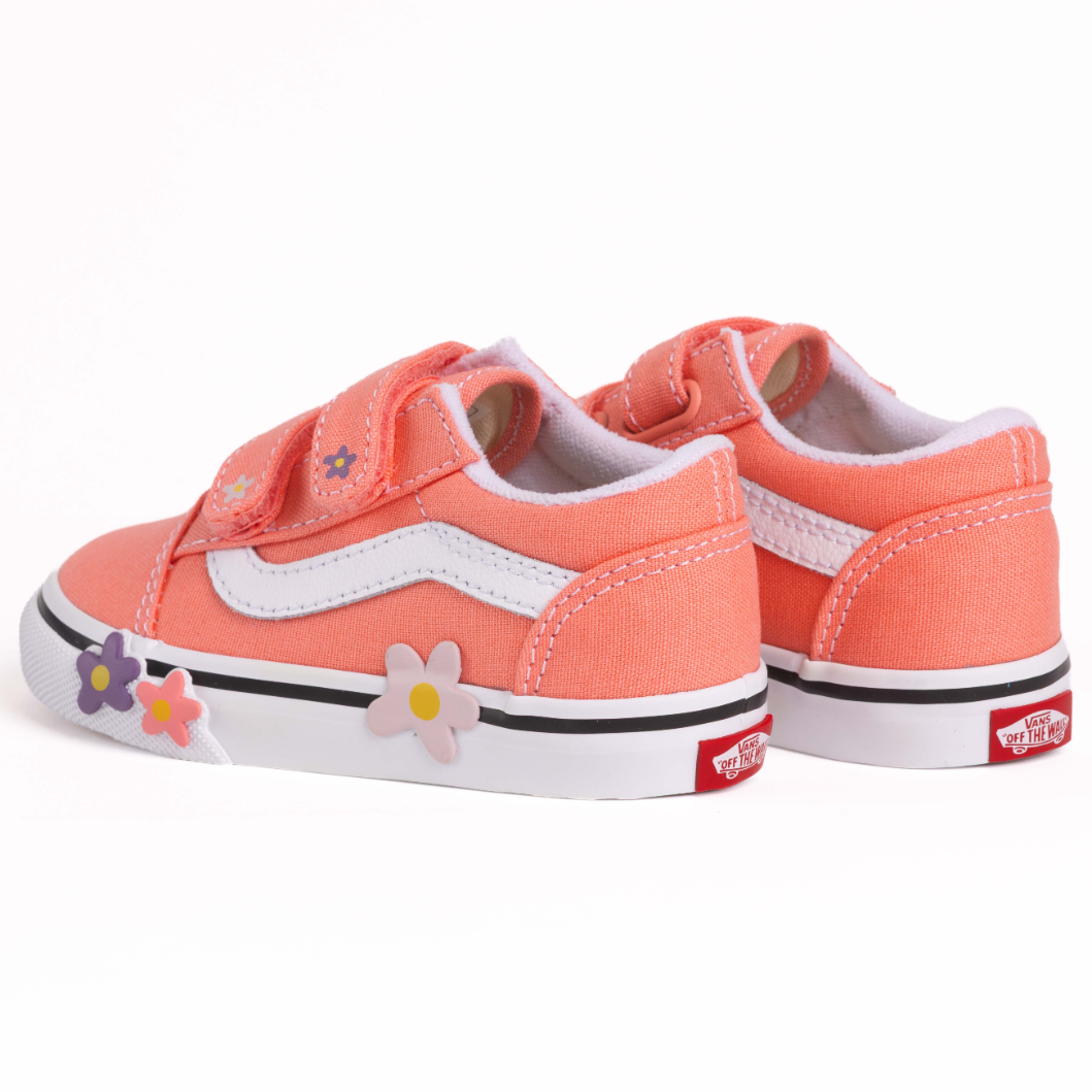 Toddler Old Skool Velcro Flower - Sunset Pink
