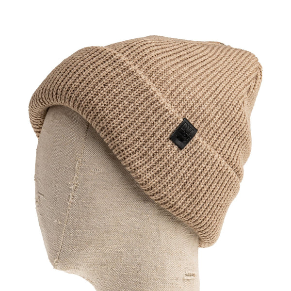 Wythe Ribbed Knit Beanie - Beige - DNA Footwear